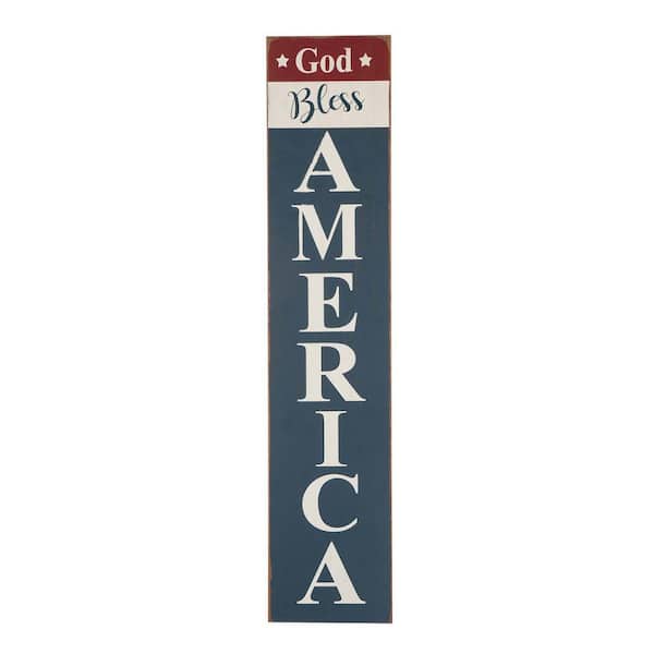 Glitzhome 31.5 in. H Wooden Patriotic Word Sign Wall Decor