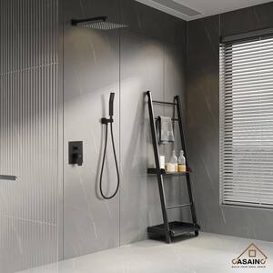 1-Spray Patterns 2-Function 12 in. Wall Mounted Rainfall Dual Shower Heads with Handheld Shower in Matte Black