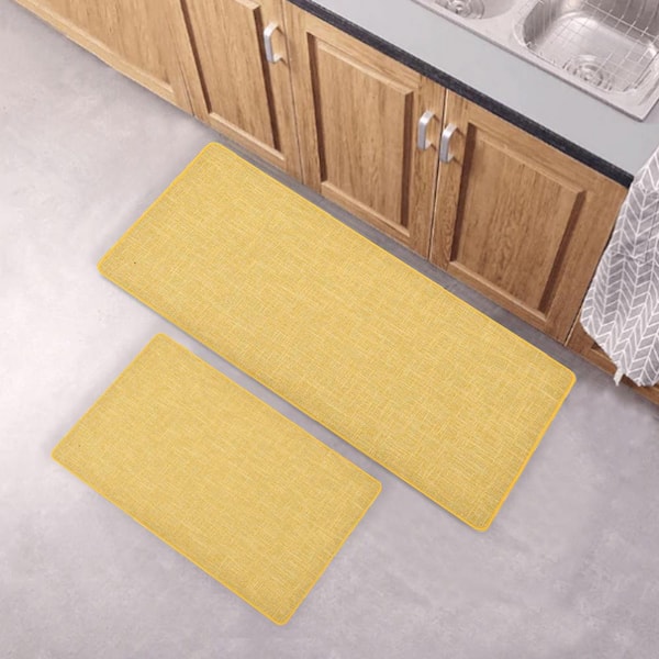 Woven Effect Yellow 18 in. x 47 in. and 18 in. x 32 in. Polyester