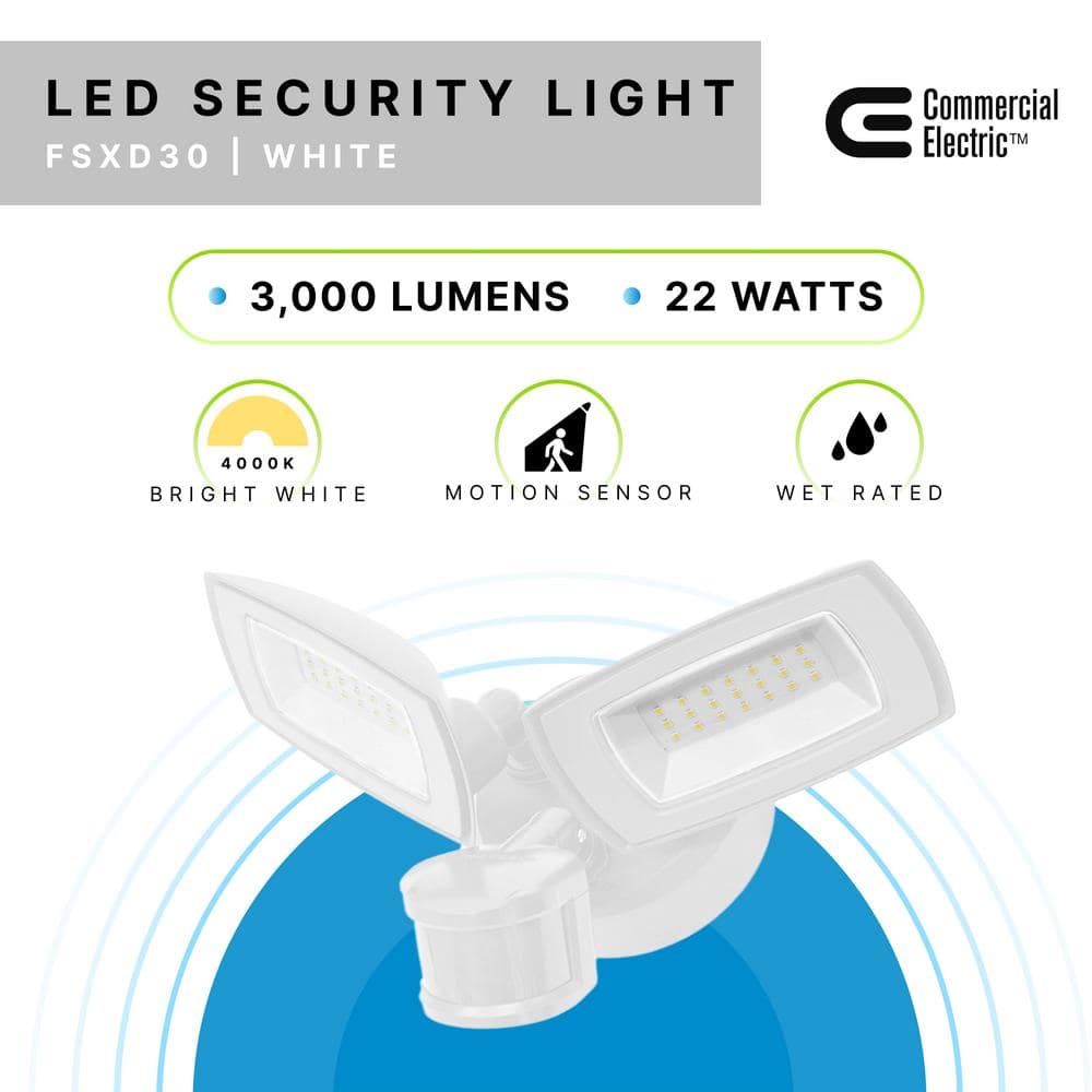 White LED Motion-Activated Twin Head Flood Light