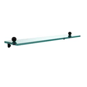 22 in. L x 3 in. H x 5 in. W Clear Glass Vanity Bathroom Shelf in Matte Black