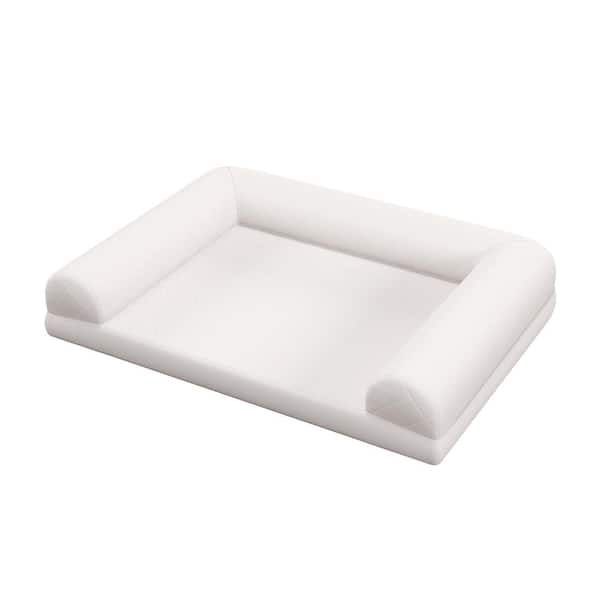 ANGELES HOME 36 in. W x 27 in. D Medium Orthopedic Foam Dog Bed, Removable Washable Cover, Beige