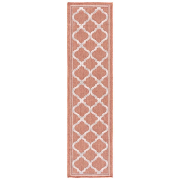 Bermuda Rust/Ivory 2 ft. x 8 ft. Runner Border Trellis Indoor/Outdoor Area Rug