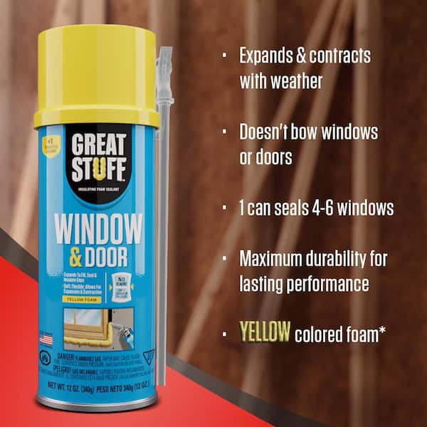 GREAT STUFF Window & Door Gap Filler | Insulating Foam Sealant, 12 oz. –  Yellow (8 Pack)