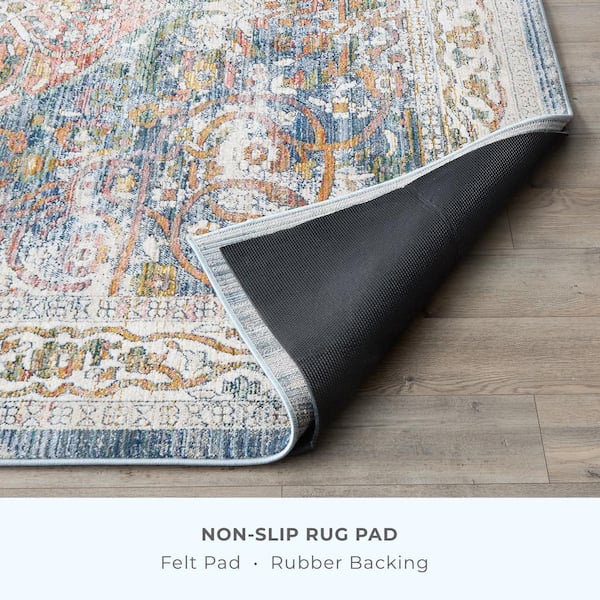 Superior Lynn Non-Slip Felt Rubber Indoor Floor Area Rug Pad with Coating - Neutral Grey - 2' 7 x 8