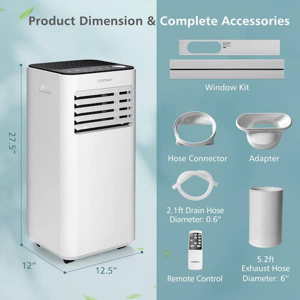 Costway 8,000 BTU Portable Air Conditioner Cools 400 Sq. Ft. with Remote  Control in White FP10234US-WH - The Home Depot