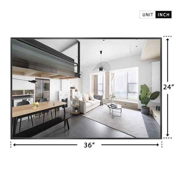 Neutype 35.83-in W x 24.02-in H Black Framed Wall Mirror | JJ00520AAF