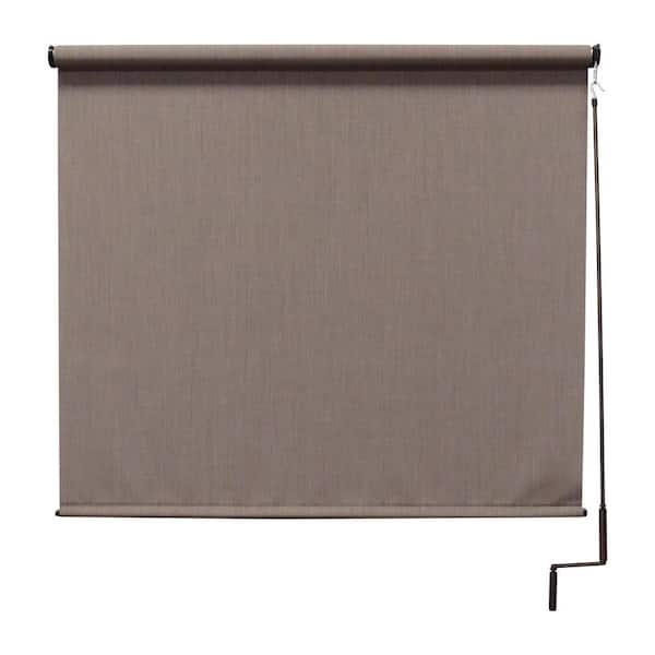 SeaSun Sea Cliff Light and Dark Brown Cordless Outdoor Patio Roller Shade 120 in. W x 96 in. L