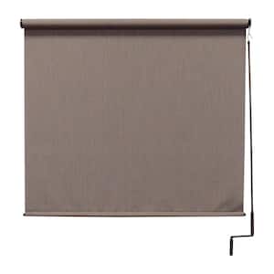 Sea Cliff Light and Dark Brown Cordless Outdoor Patio Roller Shade 72 in. W x 96 in. L
