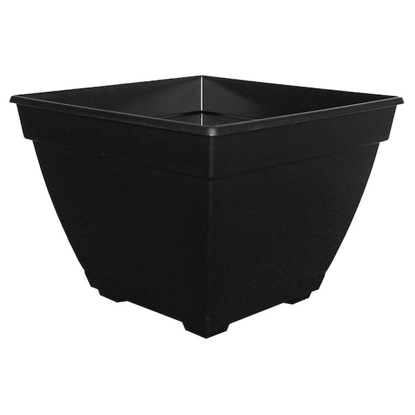 Dynamic Design Newbury 14.88 in. x 11 in. Black Resin Deck Box Planter