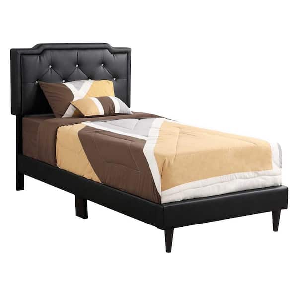 AndMakers Deb Jewel Black Tufted Twin Panel Bed