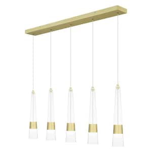 Zia Integrated LED Satin Gold Chandelier with Clear Glass