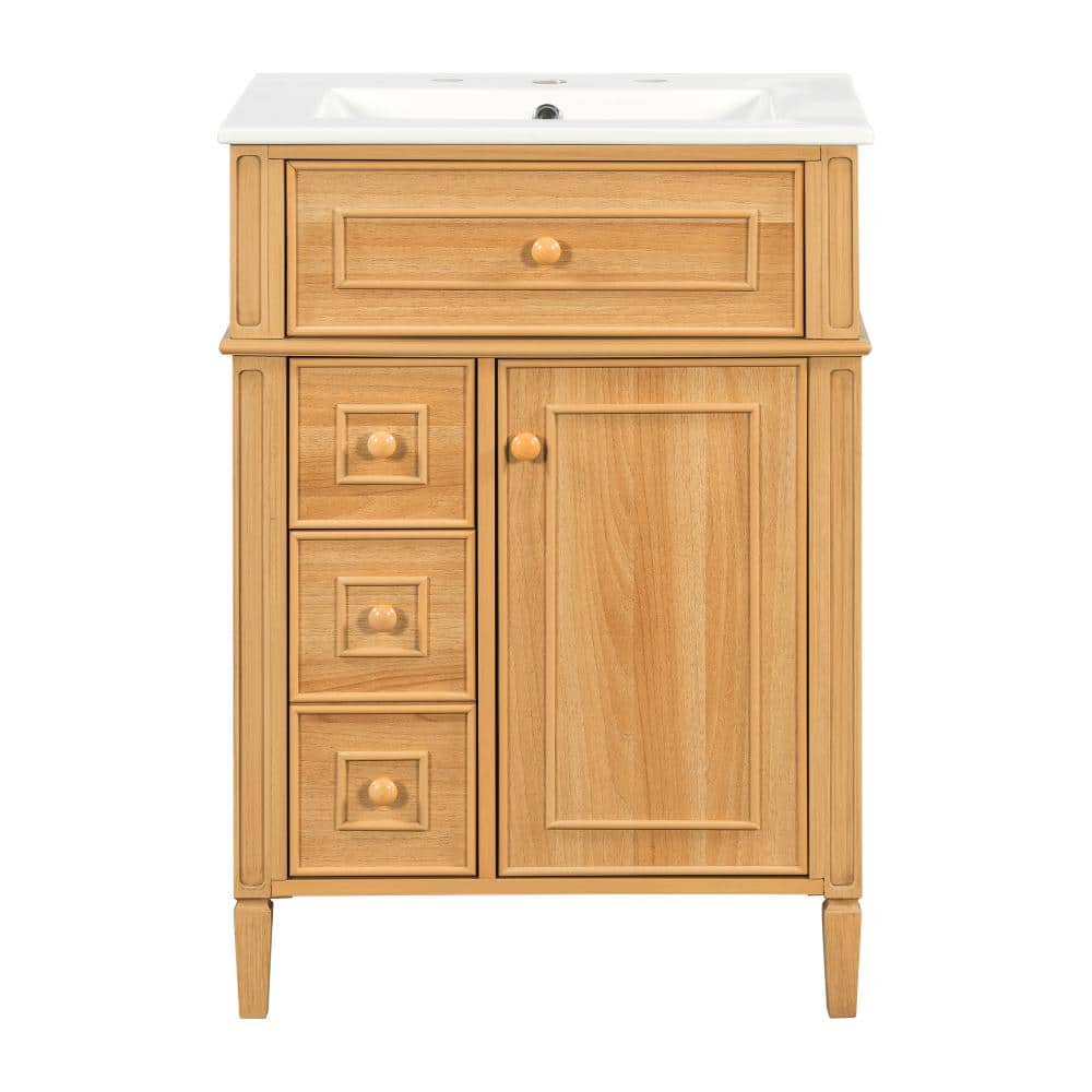 24 in. Single Sink Freestanding Wood Bath Vanity with White Ceramic Top Unassembled price history on PriceWatchPro