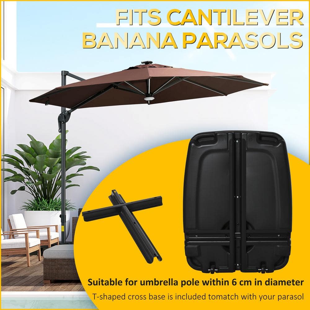 Black HDPE Wheeled Cantilever Umbrella Base, 82 cm