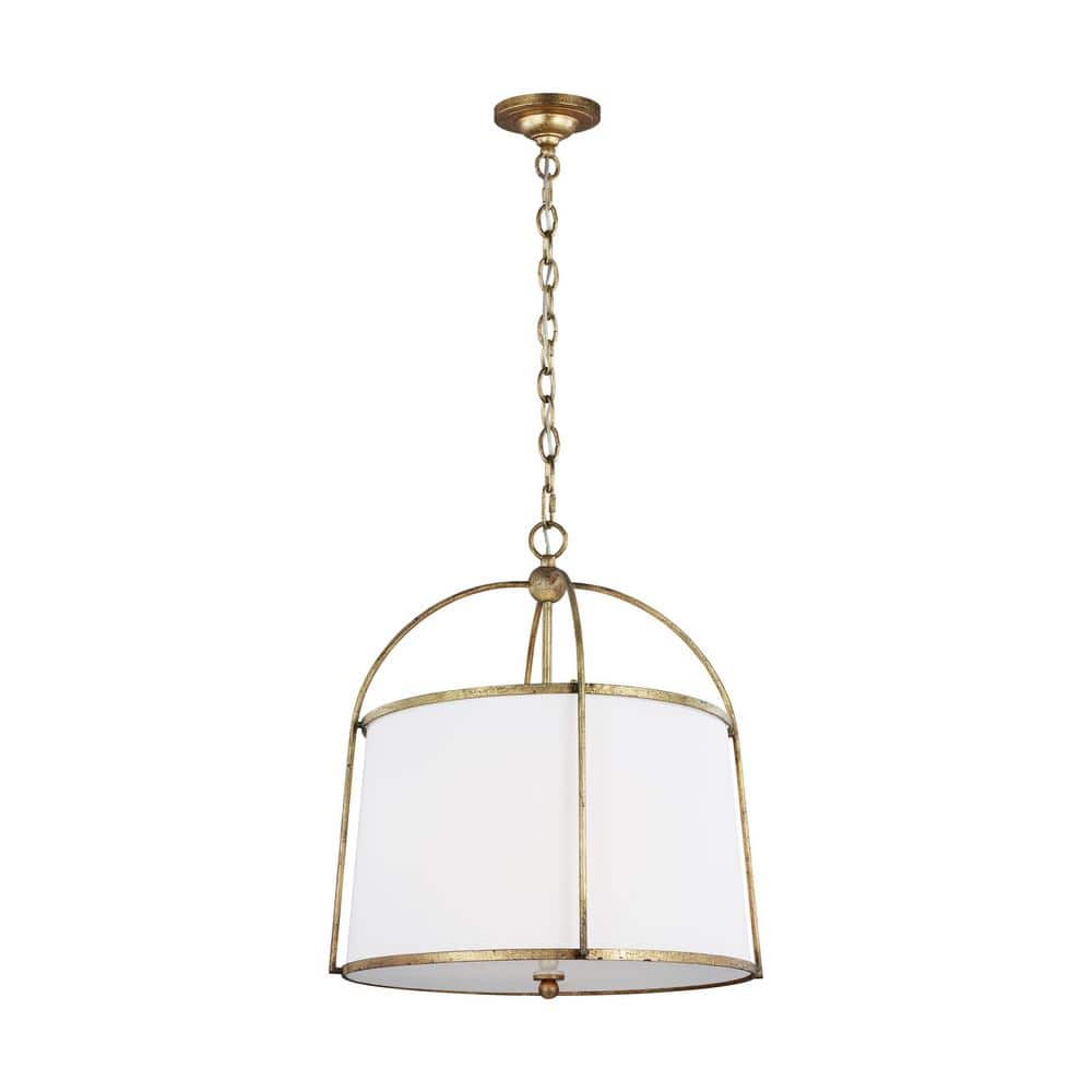 Antique Guild Steel Drum Pendant with White Shade