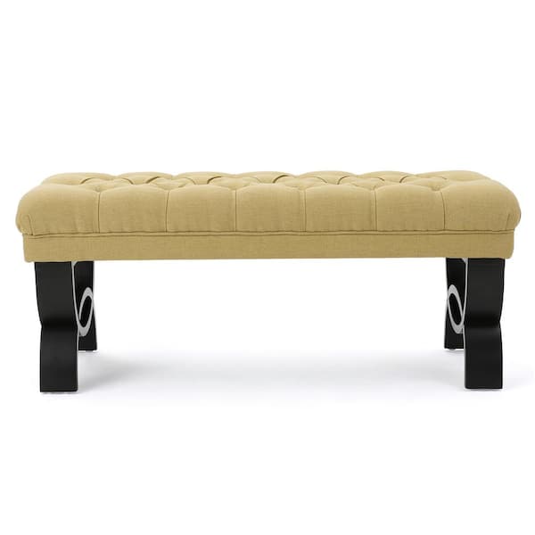 Noble House Scarlett Light Green Fabric Ottoman Bench