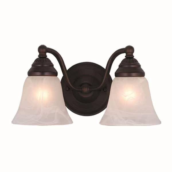 VAXCEL Standford 13 in. W 2-Light Bronze Bathroom Vanity Light Fixture