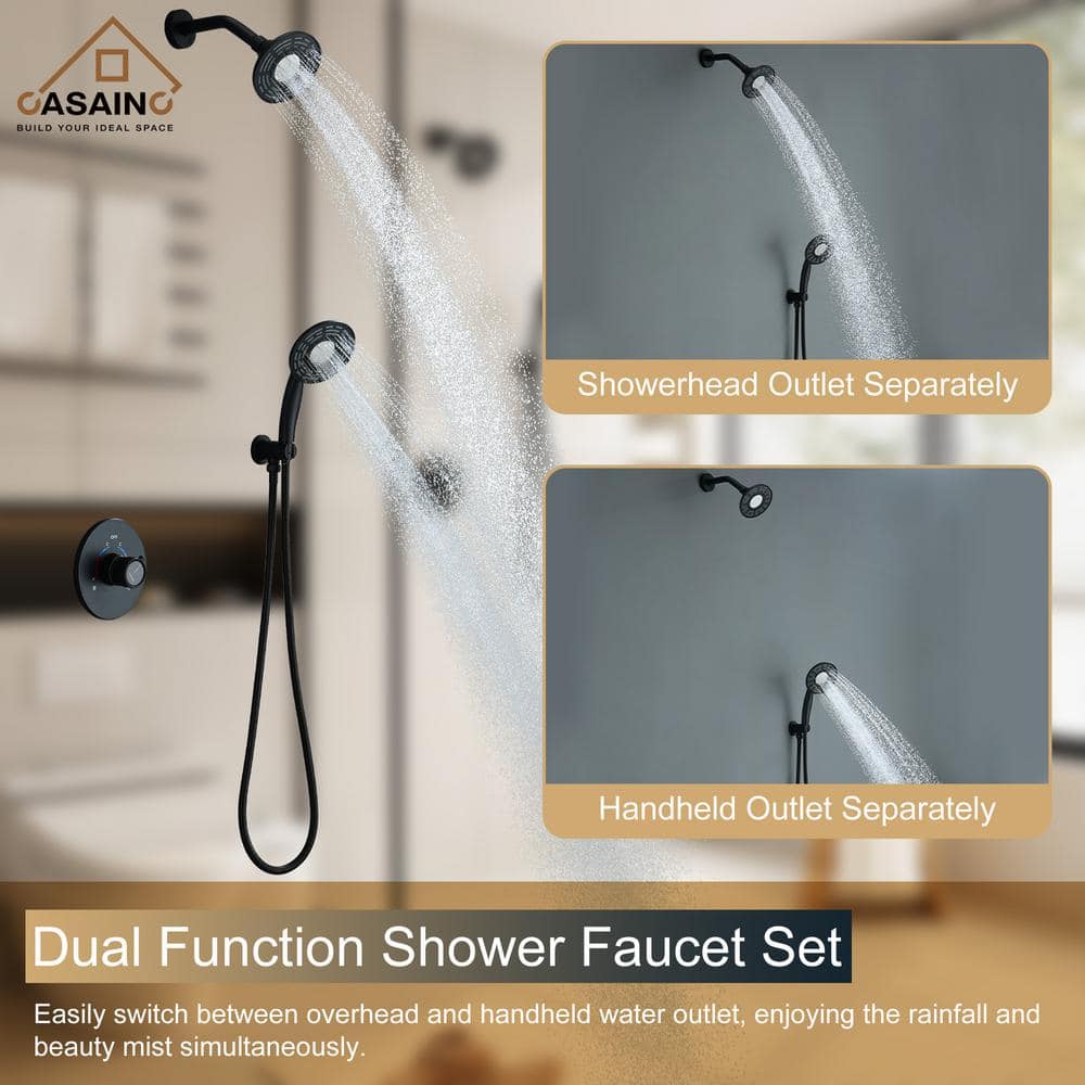Matte Black Dual-Function Wall Mounted Shower System