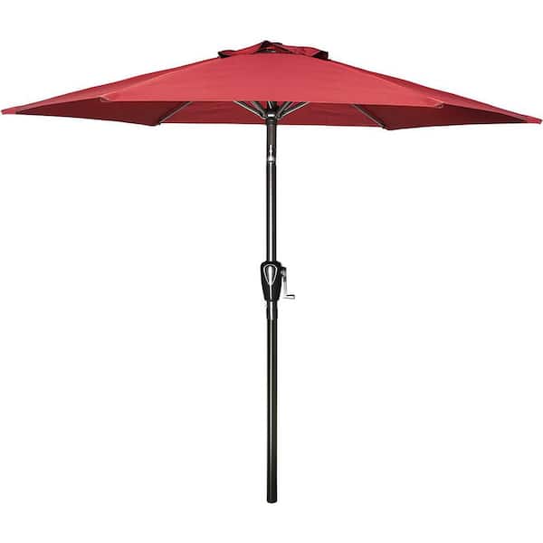 Unbranded 7.5 ft. Market Patio Umbrella with Push Button Tilt/Crank in Red