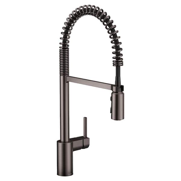 MOEN Align Single-Handle Pre-Rinse Spring Pull Down Sprayer Kitchen Faucet with Power Clean in Stainless Black
