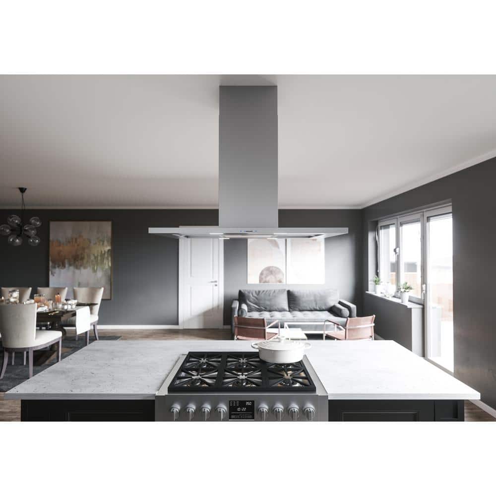 36" Stainless Steel Convertible Island Range Hood with Charcoal Filter