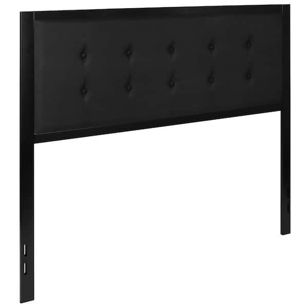 Carnegy Avenue Bristol Metal Tufted Upholstered Queen Size Headboard in Black Fabric