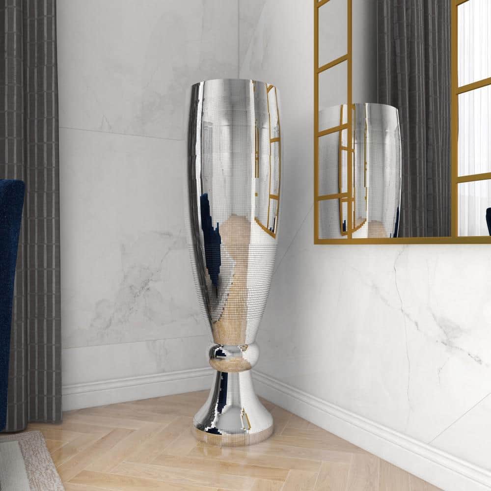 Elegant Silver Ceramic Mosaic Floor Vase 16"x51"