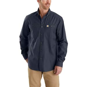 Men's 4X-Large Navy Cotton/Spandex Rugged Flex Rigby Long Sleeve Work Shirt