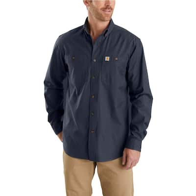 Men's Extra Large Navy Cotton/Spandex Rugged Flex Rigby Long Sleeve Work Shirt