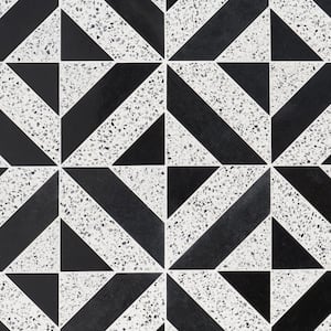 Lupa Diagonal Truffle Black 11.81 in. x 11.81 in. Polished Marble and Terrazzo Mosaic Tile (0.96 Sq. Ft./Each)