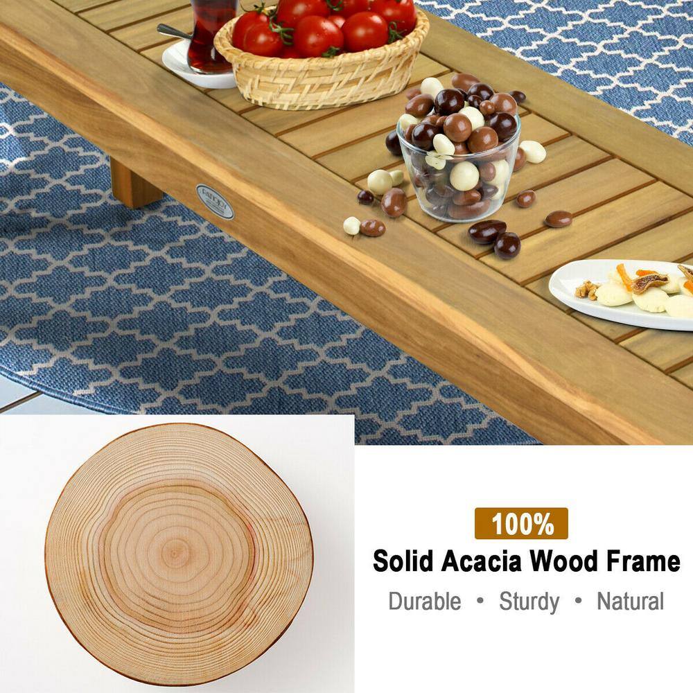52 Inch Teak Backless Weather Resistant Beach Chair