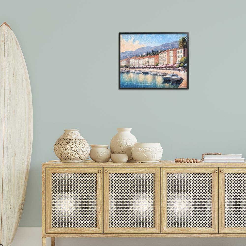 Quaint Seaside Marina by Kim Allen Black Framed Nature Giclee Art Print 16 in. x 20 in. price history on PriceWatchPro