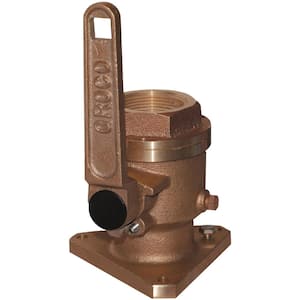 BV Bronze Full - Flow Flanged Ball - Type Seacock, Ports: 1 in. NPT