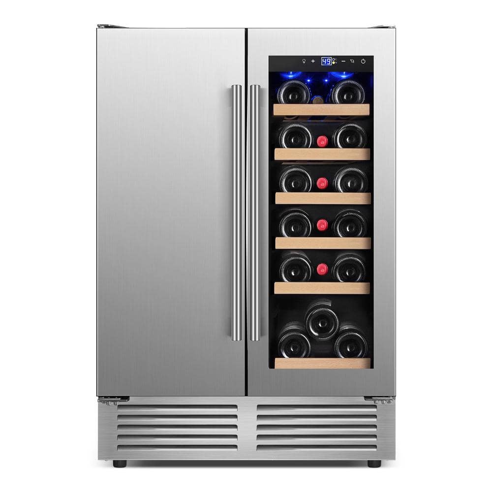 24 in. Built-in Low Noise Operation Dual Zone 18-Wine Bottle and 57-Cans Beverage & Wine Cooler in Silver price history on PriceWatchPro