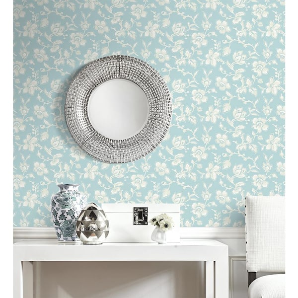 60.75 sq. ft. Summer Sky Bella Vista Floral Paper Unpasted Wallpaper Roll
