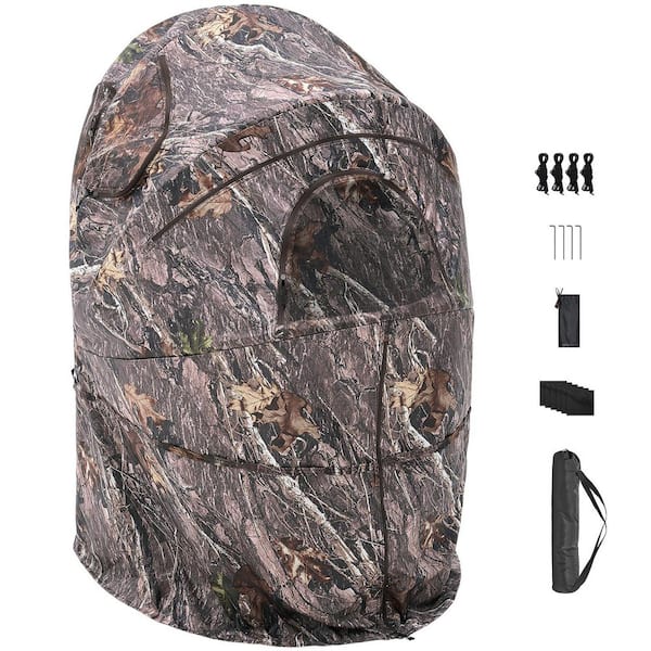 Hunting Blind, Ground Blinds w/ Carrying Bag, Durable Concealed Shelter with Window for Turkey, Portable Camouflage Tent