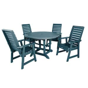 Weatherly Nantucket Blue 5-Piece Recycled Plastic Round Outdoor Dining Set