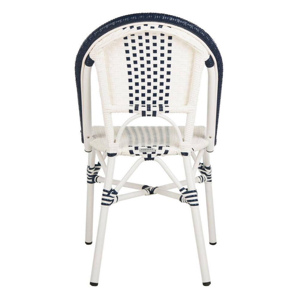Zoya 18" Navy and White Wicker Side Chairs, Set of 2