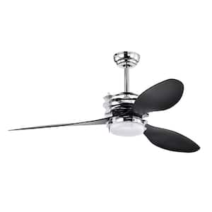 52 in. Indoor Chrome Ceiling Fan with Lights and Remote