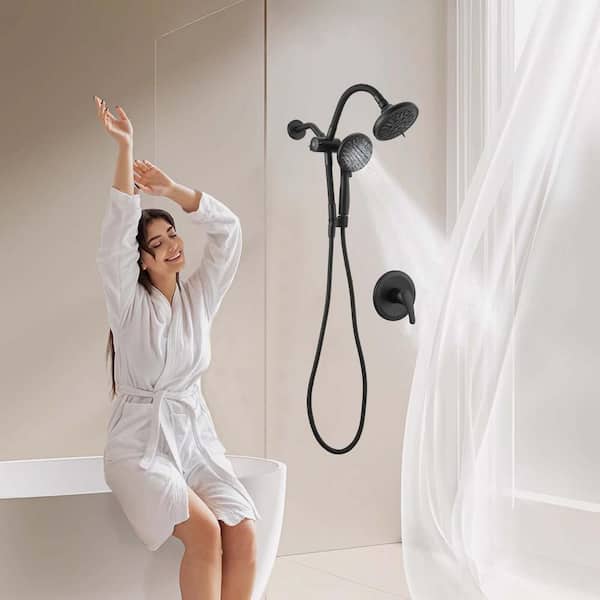 BWE Dual-Function 8-Spray Wall Mount Handheld Showerhead 1.8 GPM