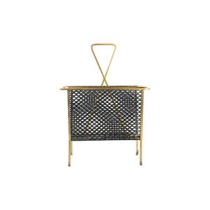 Distressed Gold and Black Divided Freestanding Magazine Rack