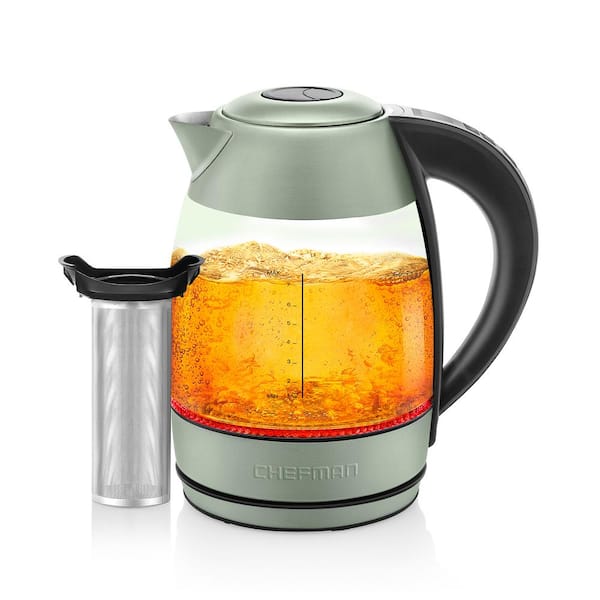 Chefman 7 Cup 1500-Watt Green Electric Glass Kettle with Digital Control,  Rust and Discoloration Proof and Tinted Glass RJ11-17-TCTI-TG-GREEN - The  Home Depot