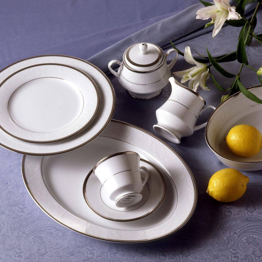Regina Platinum White Porcelain Sugar and Creamer Set