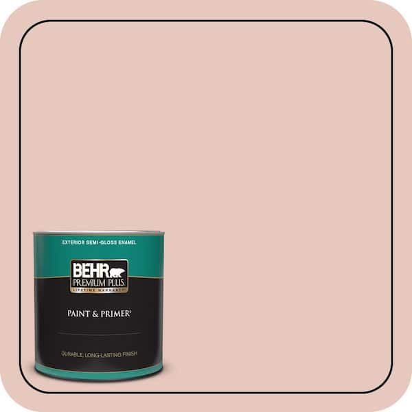BEHR PREMIUM PLUS 1 qt. #210E-3 Almond Willow Semi-Gloss Enamel Exterior Paint & Primer