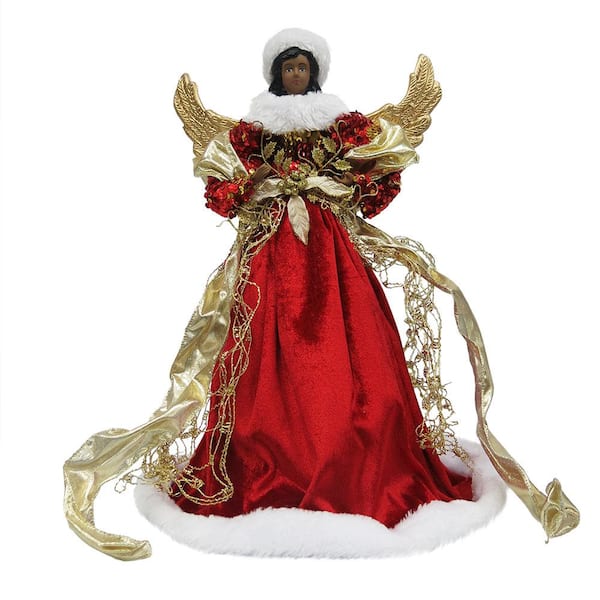 Home Accents Holiday 18 in. Ethnic Red Angel Christmas Tree Topper