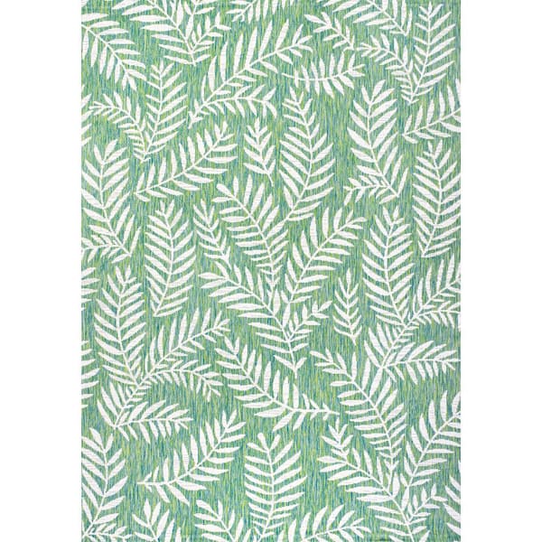 Nevis Palm Frond Cream/Green 9 ft. x 12 ft. Indoor/Outdoor Area Rug