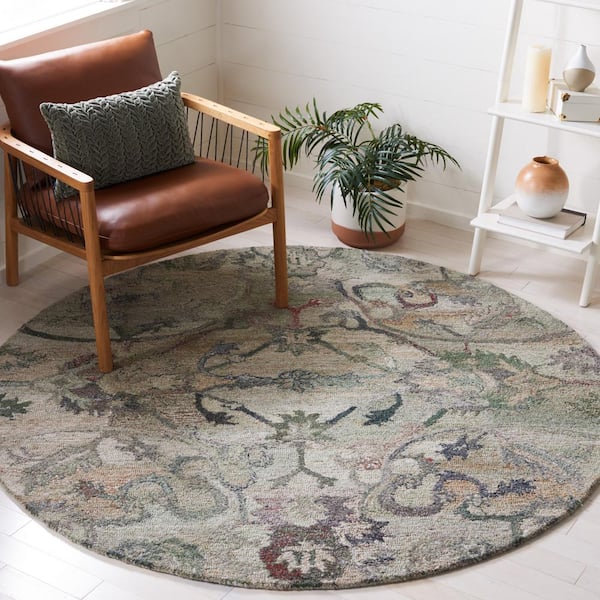 Anatolia Sage/Beige 8 ft. x 8 ft. Traditional Garden Round Area Rug