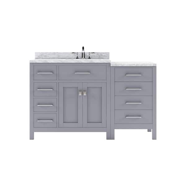 Virtu USA Caroline Parkway 57 in. W x 22 in. D x 35 in. H Single Sink Bath Vanity in Gray with Marble Top