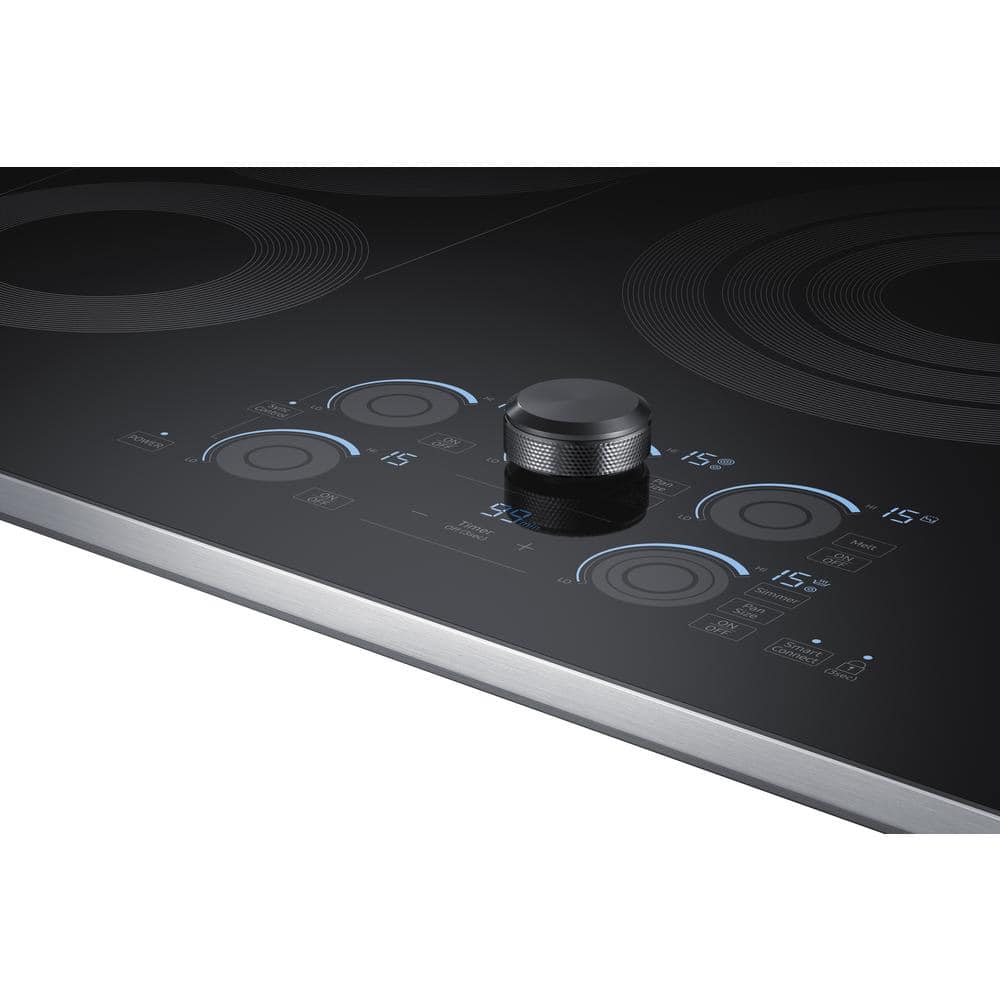 36" Black Ceramic Electric Cooktop with Stainless Steel Frame