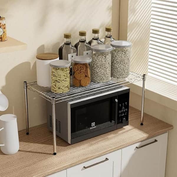 1-Tier Shelving Unit, 29.92 in. W x 13.78 in. D x 14.96 in. H Steel Organizer Wire Rack, Chrome